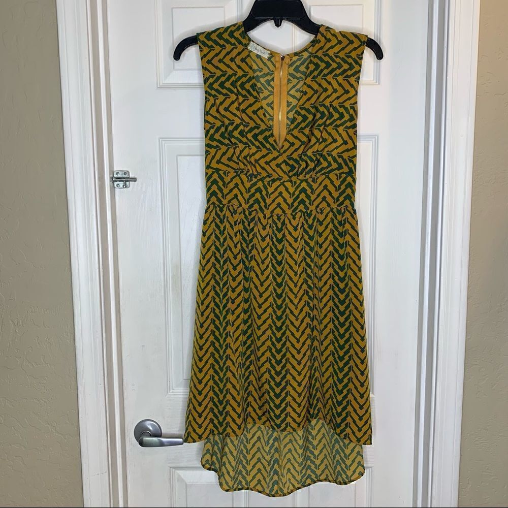 Honey Punch High Low Chevron Print Dress Size Small